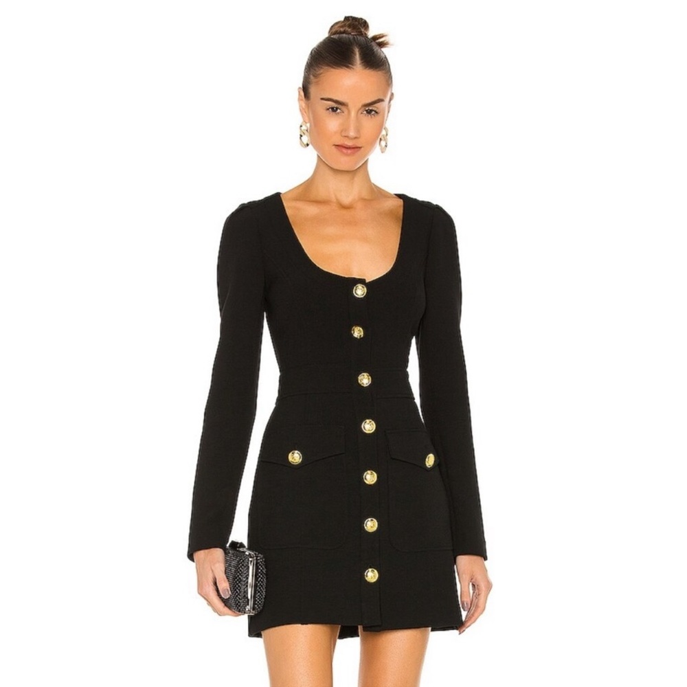 A.L.C. Ivy Dress in Black Gold Buttons in Size 2